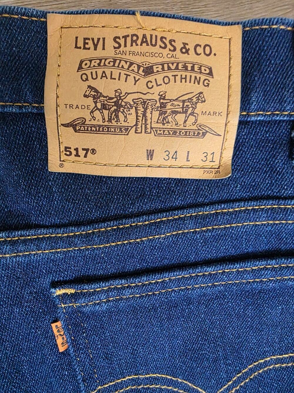 Levi's 517 Bootcut Jeans Men's 34x28 Dark Wash USA Vintage Orange Tab